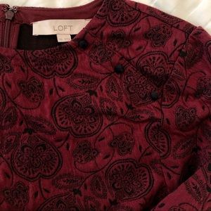 LOFT long sleeve dress, rich burgundy